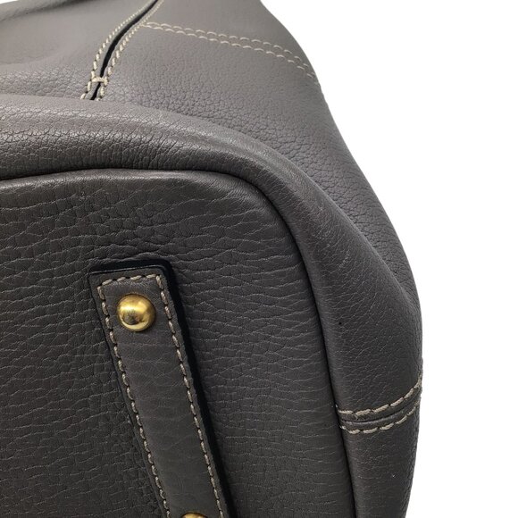 LORO PIANA GREY LARGE PEBBLED LEATHER HANDBAG - Picture 12 of 12